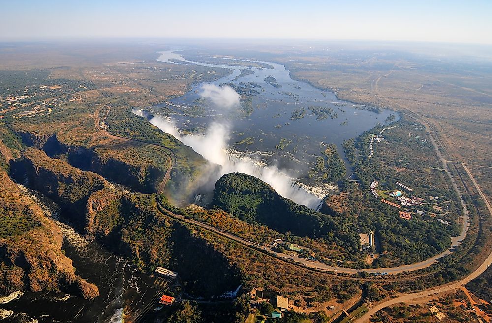 Victoria Falls is located on the border between Zambia and Zimbabwe.