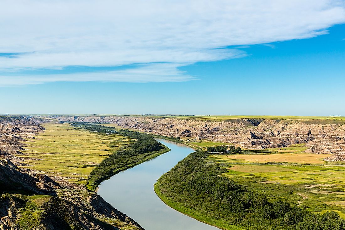 Red Deer River running through the Alberta Badlands, near the Badlands Guardian.