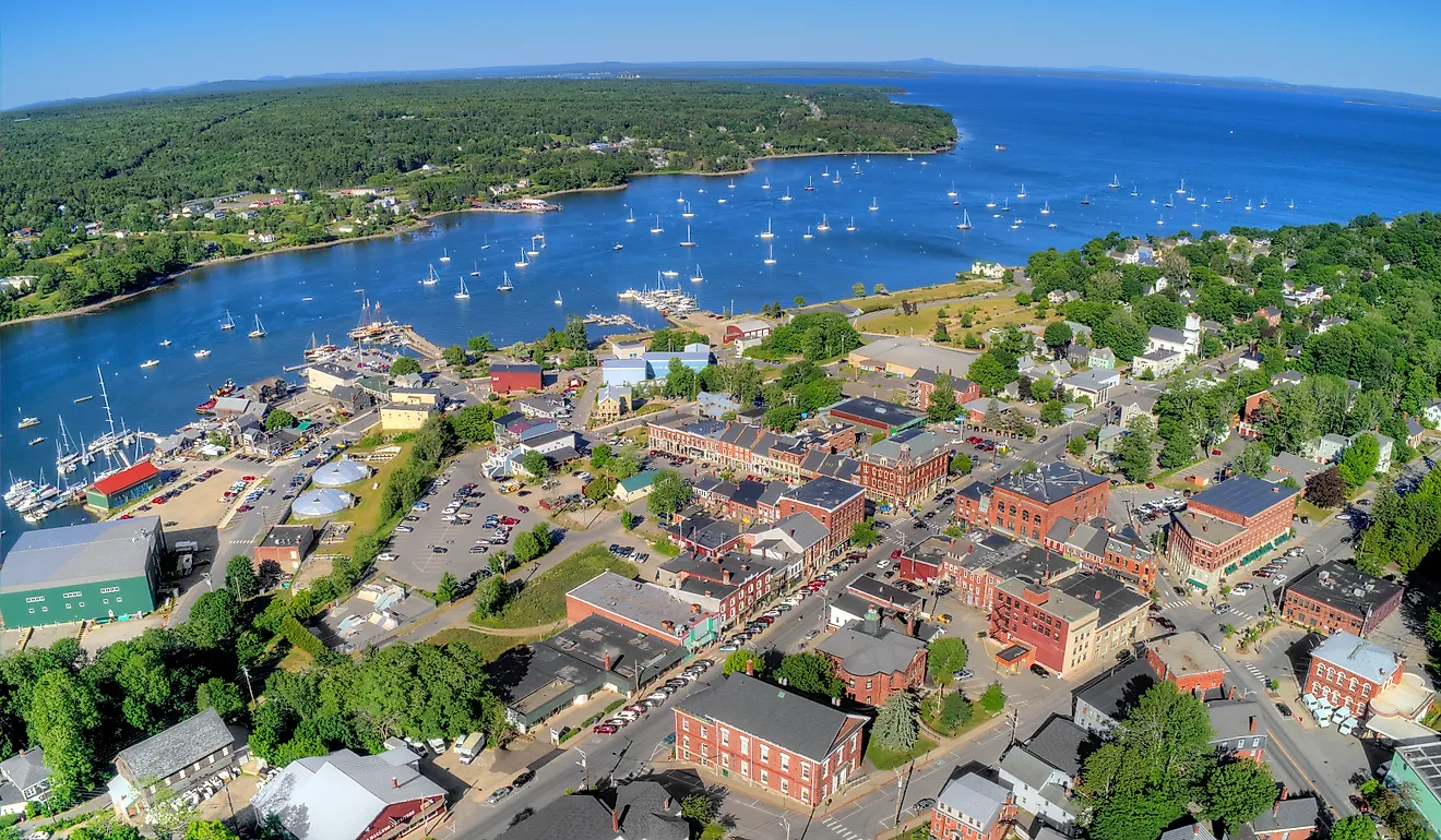 Aerial view of Belfast, Maine.