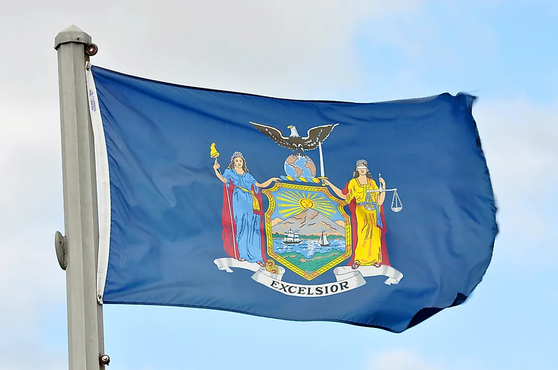 The New York state flag features the New York state seal, designed in 1788.