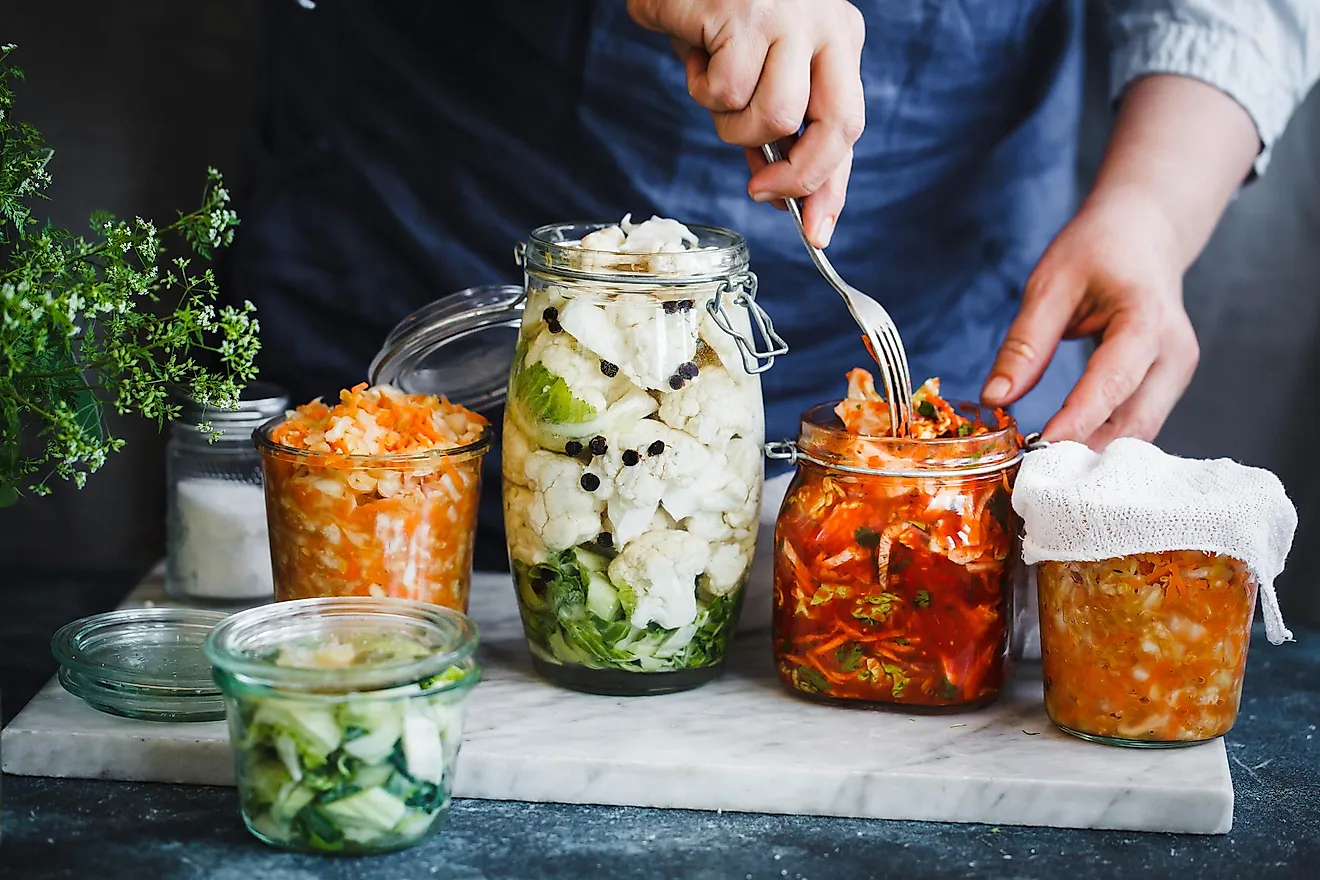 Fermented preserved vegetarian food.