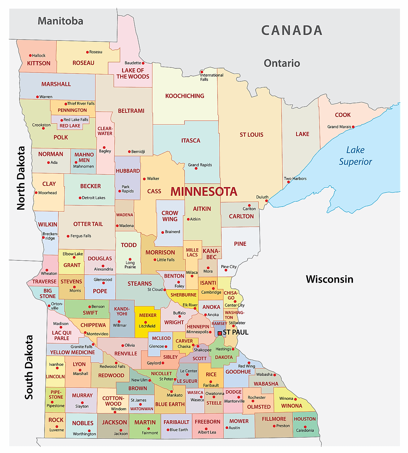 Minnesota County Map Printable