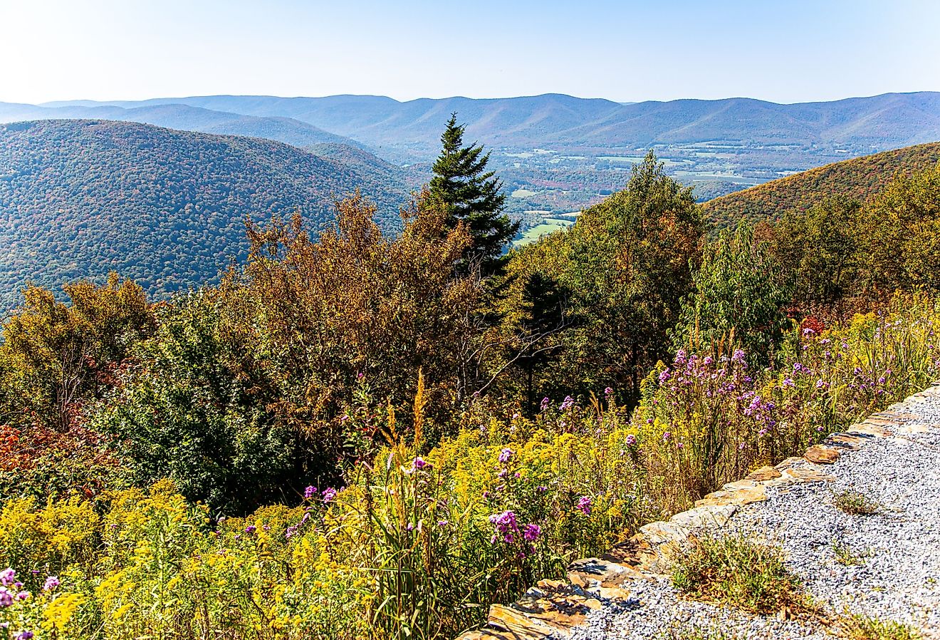 View from the side of Mount Greylock in the fall in Lanesborough, Massachusetts.