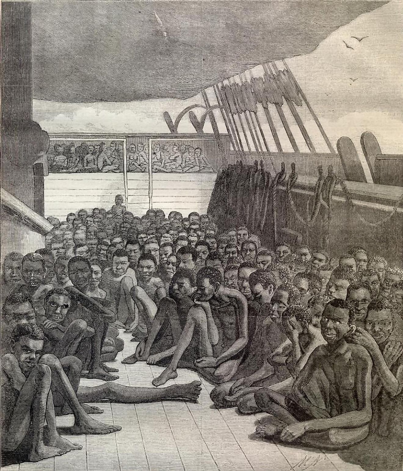 Illustration of slave ship used to transport slaves to Europe and the Americas. Image credit: Luciana Mc Namara/FAL