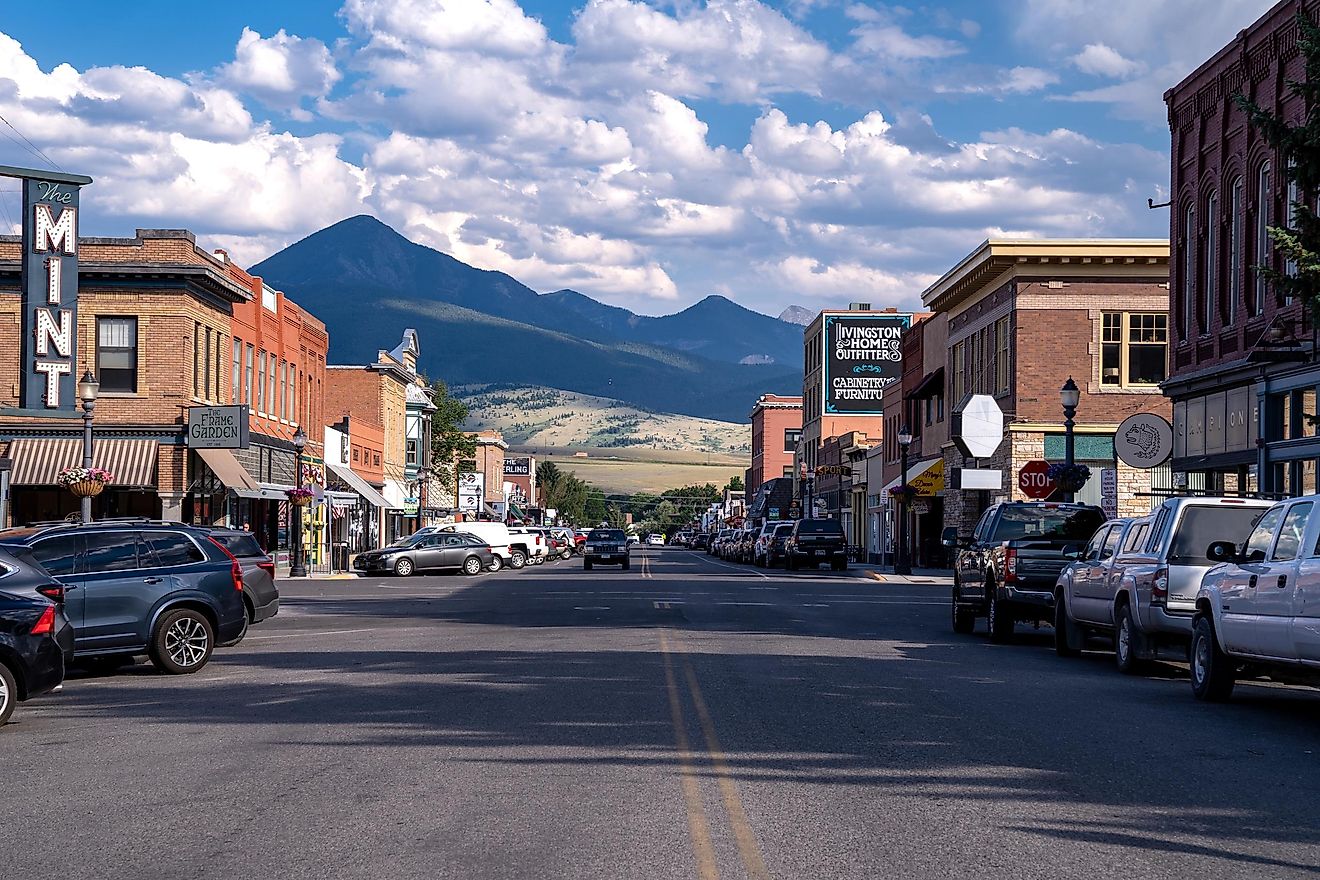 View of the downtown area of Livingston Montana, gateway to Yellowstone National Park. Editorial credit: melissamn / Shutterstock.com