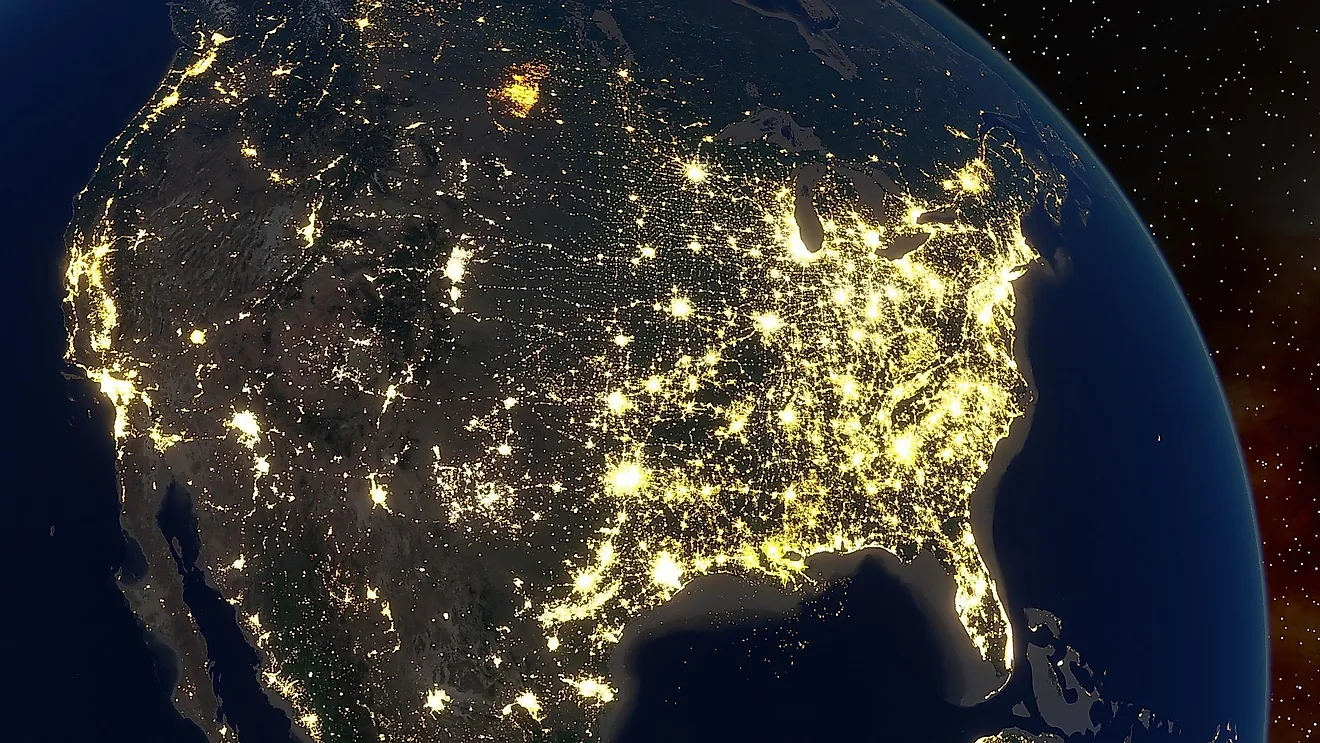 Five distinctive physical regions divide the North American continent: western mountain region, the Great Plains, the varied eastern region, the so-called Canadian Shield, and the Caribbean. 