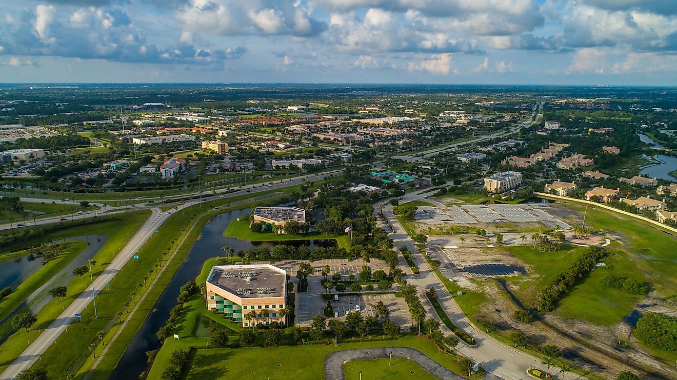 Aerial drone image of Port St. Lucie, Florida.