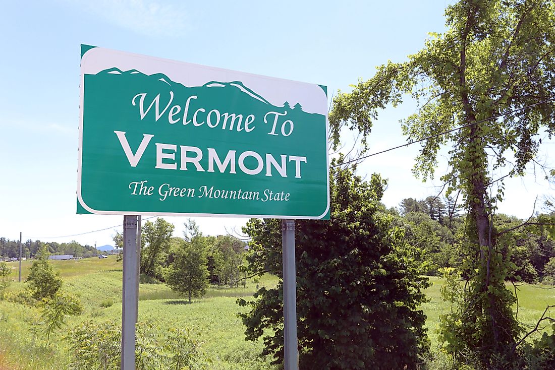 "Welcome to Vermont" sign. 