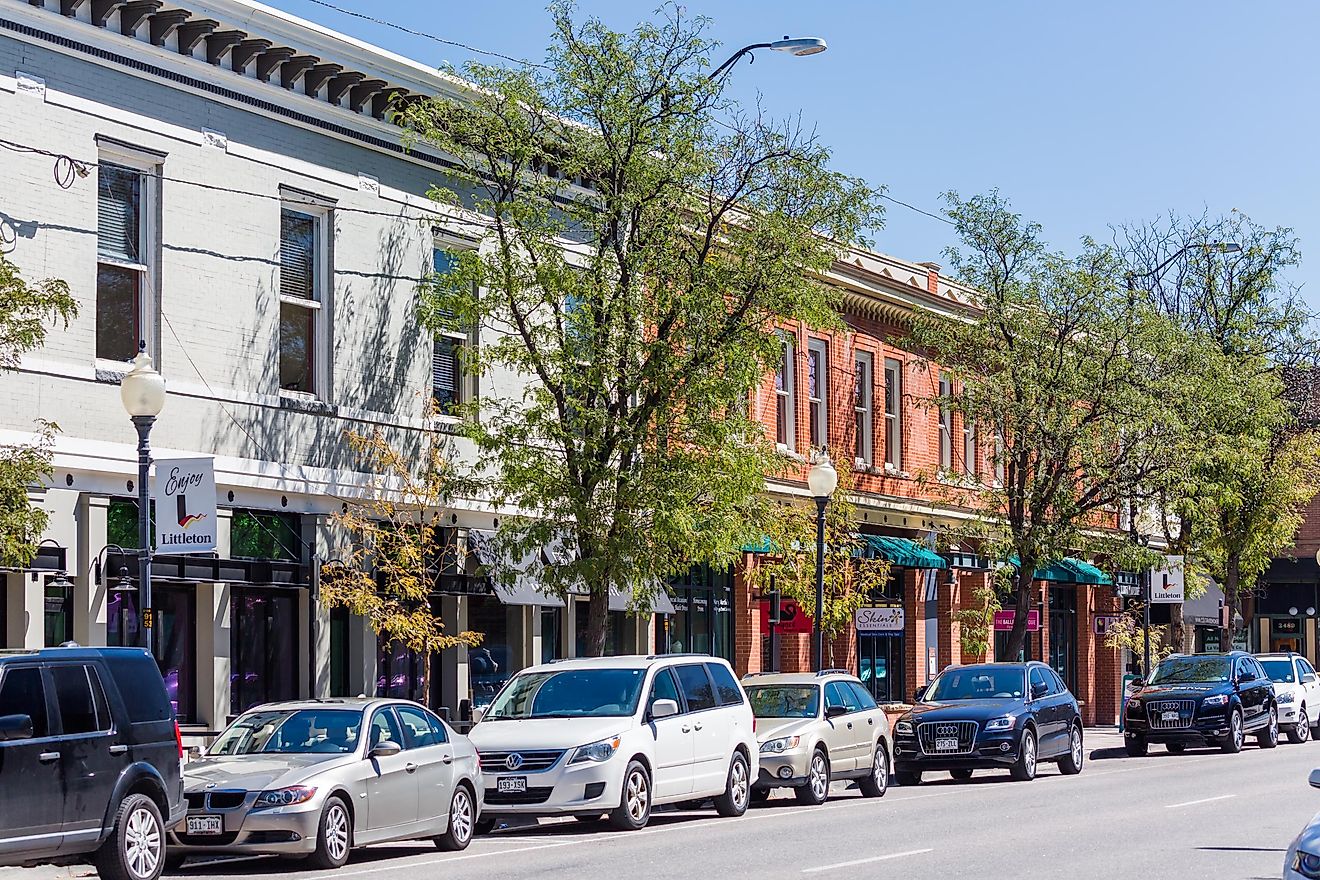 Main street of historic downtown of Littleton, Colorado