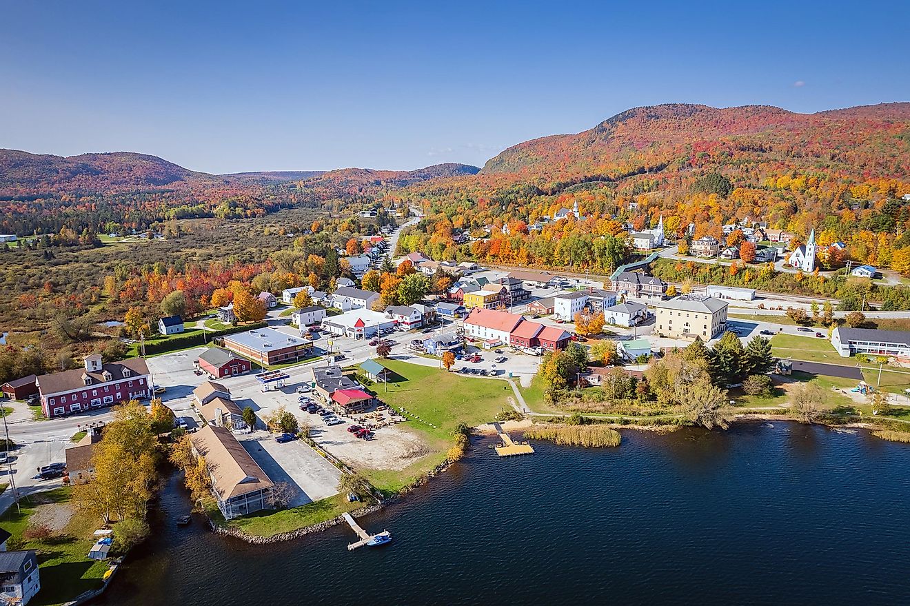 aerial view of stowe, vermont