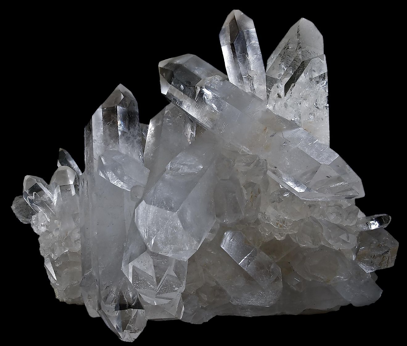 Cluster of natural quartz crystals