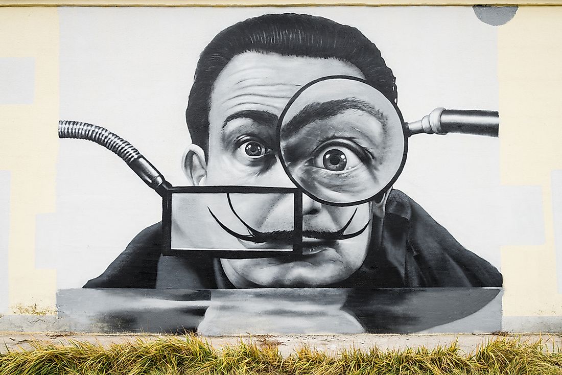 A portrait of Salvador Dali is seen in the city of Vitebsk, Belarus. Photo credit: igormuller / Shutterstock.com.