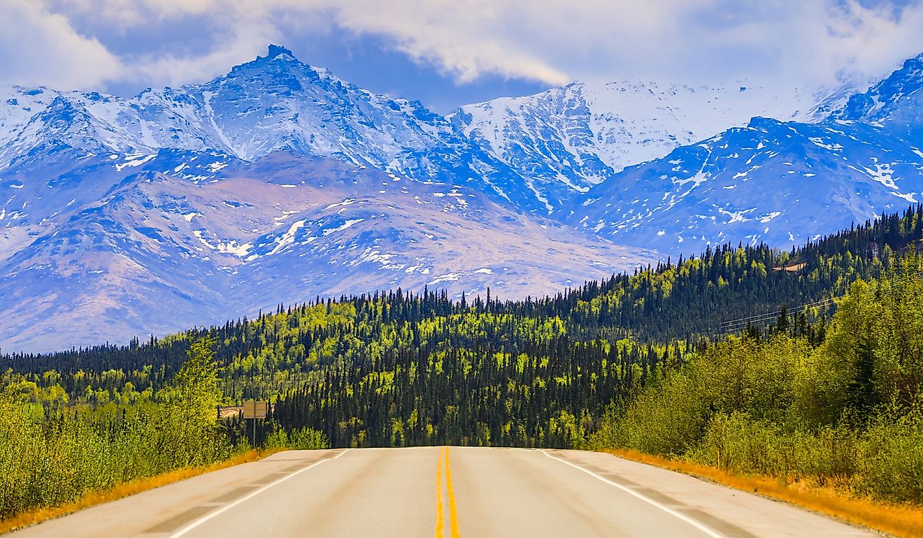 Driving the George Parks Highway near Denali National Park and Preserve in Alaska. 