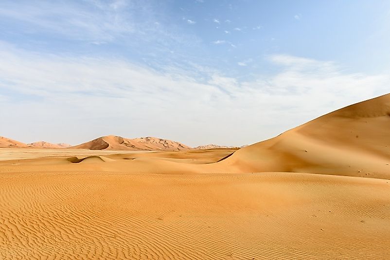 Sand dunes in the Rub al-Khali in Oman.