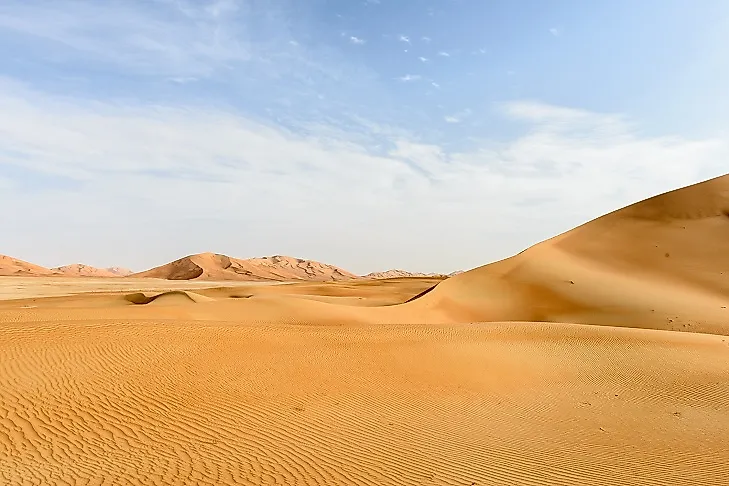 Sand dunes in the Rub al-Khali in Oman.