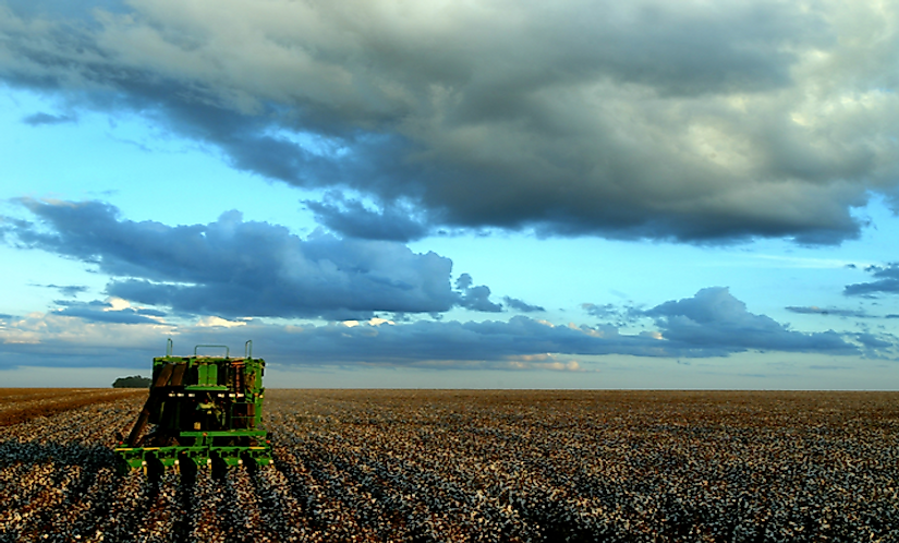 John Deere cotton harvester ("cotton picker") in Brazil.