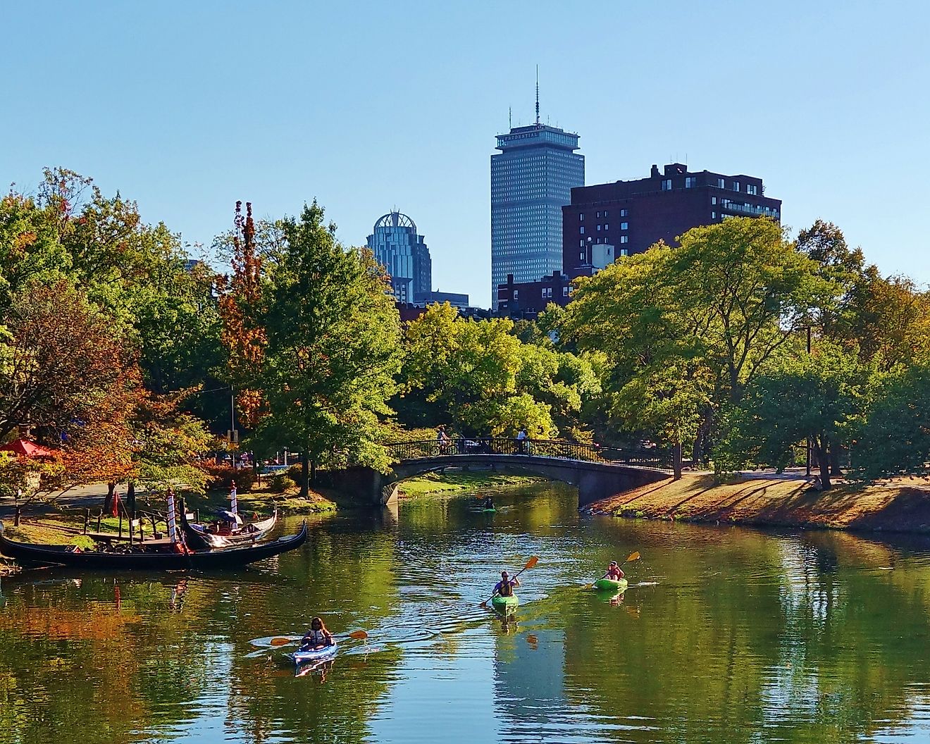 Kayaks on the Charles River Esplanade in Boston, Massachusetts.