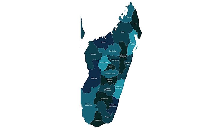 The 22 regions of Madagascar. 