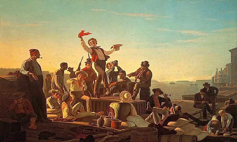 Jolly Flatboatmen in Port, George Caleb Bingham, 1857