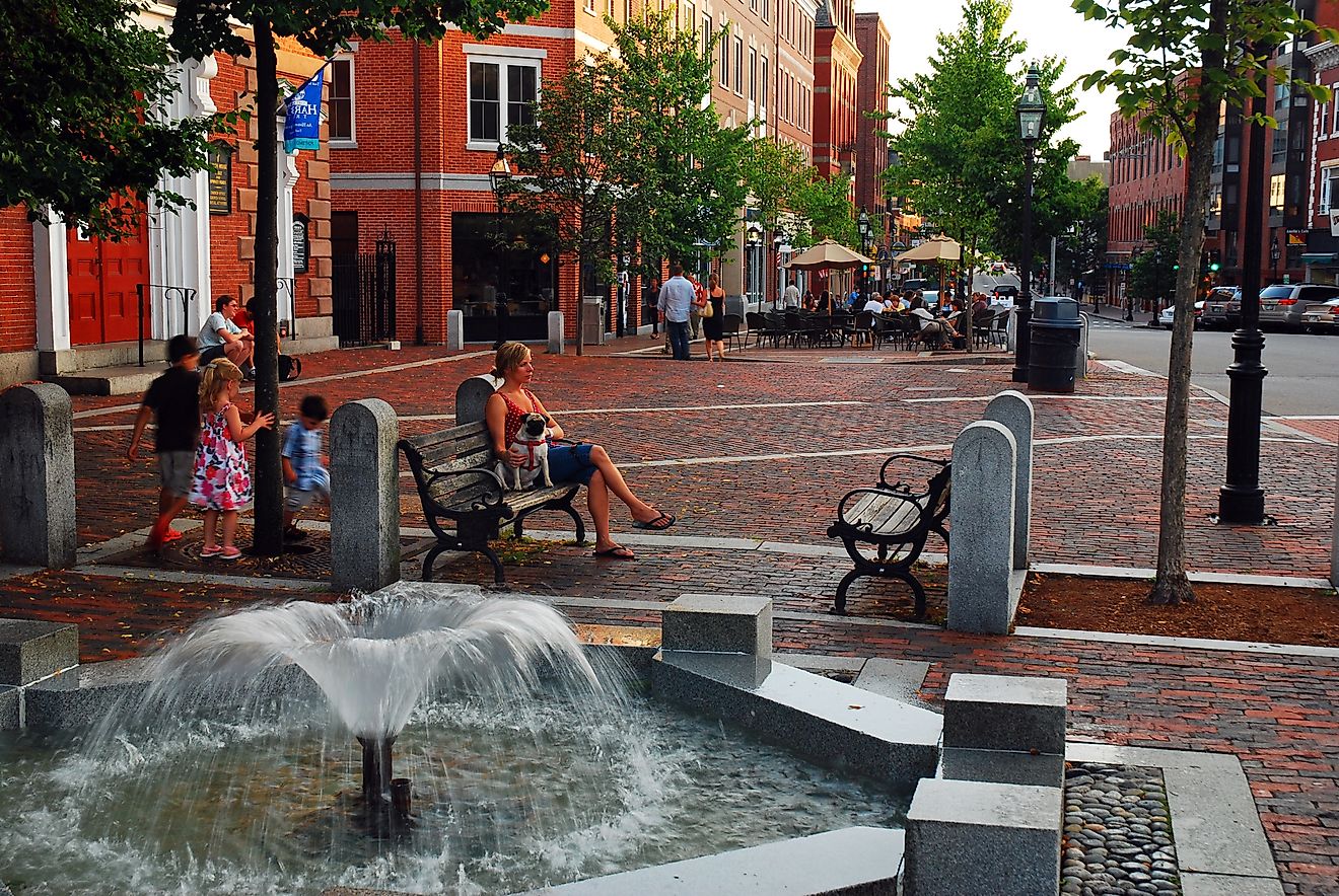 The beautiful downtown area in Portsmouth, New Hampshire.