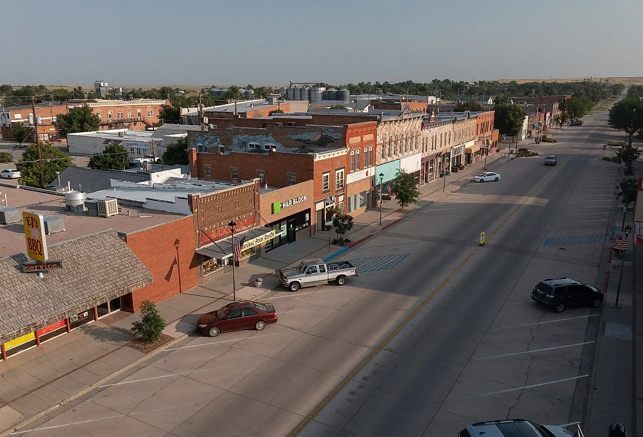 Aerial view of Main Street, Chadron, Nebraska.Downtown Beatrice gives retirees plenty to do close to home, including seasonal Thursday shopping at the Beatrice Farmers Market and year-round productions at Community Players. More than 10 miles of city trai