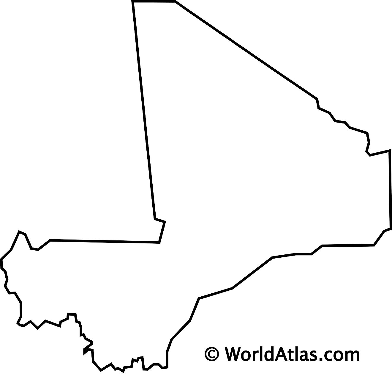 Mapa de contorno en blanco de Malí