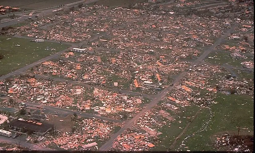 Damage from Hurricane Andrew in a large mobile home community.