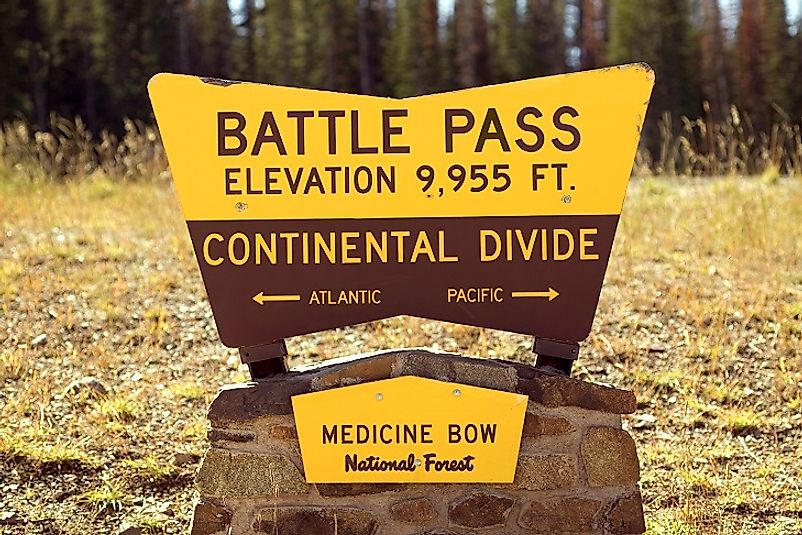 Battle Pass in Medicine Bow-Routt U.S. National Forest near the Wyoming-Colorado border. Precipitation flows to the Atlantic on one side, on the other to the Pacific.