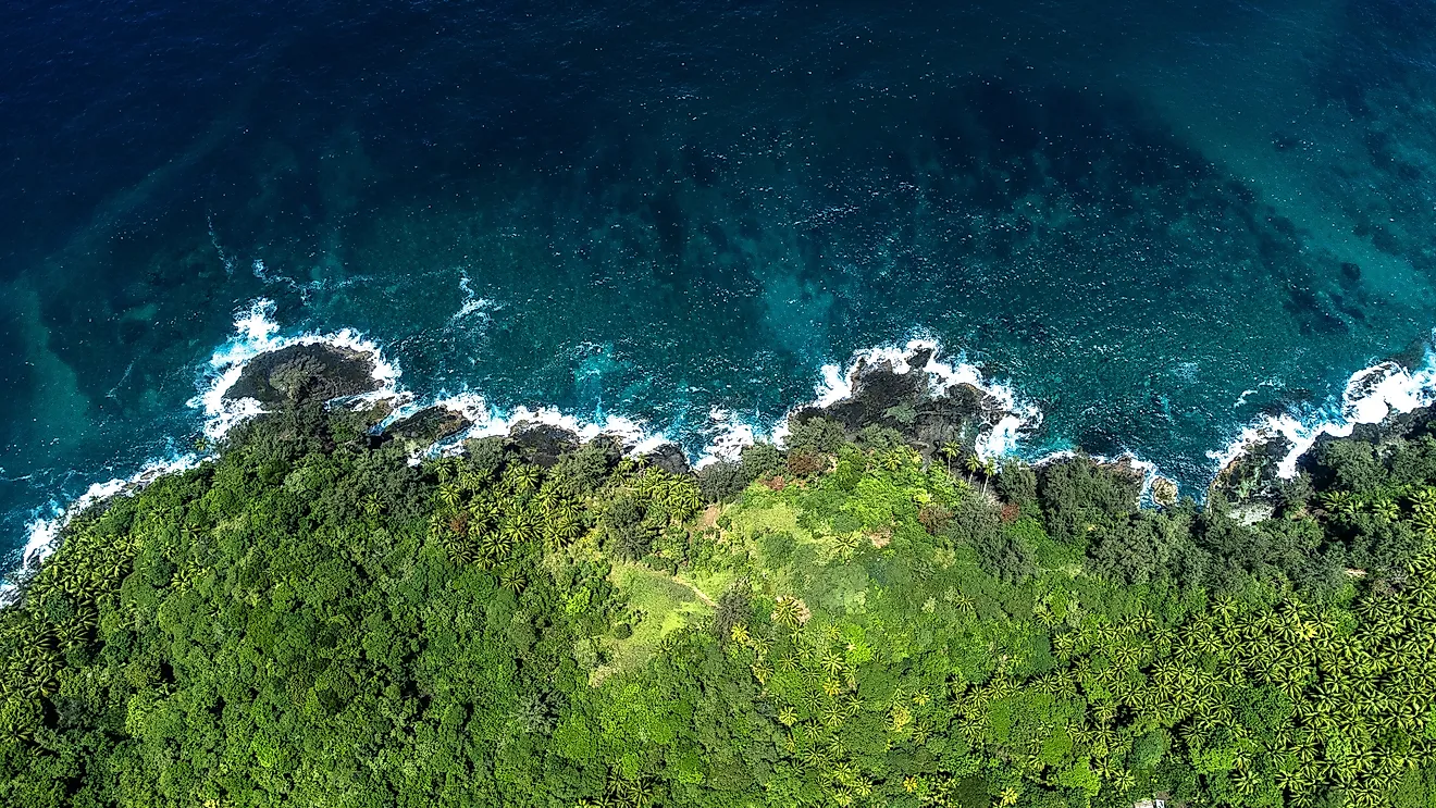 Aerial of Gona Bara Bara Island in Milne Bay Province of Papua New Guinea 
