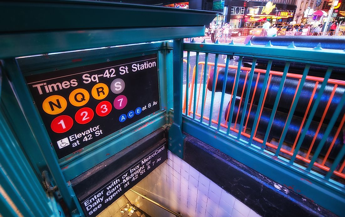 Some of the busiest subway stations in New York are in proximity of bustling Times Square. 