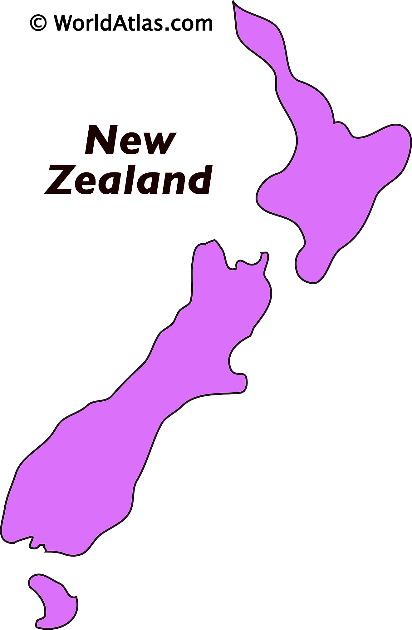Mapa de contorno de Nueva Zelanda