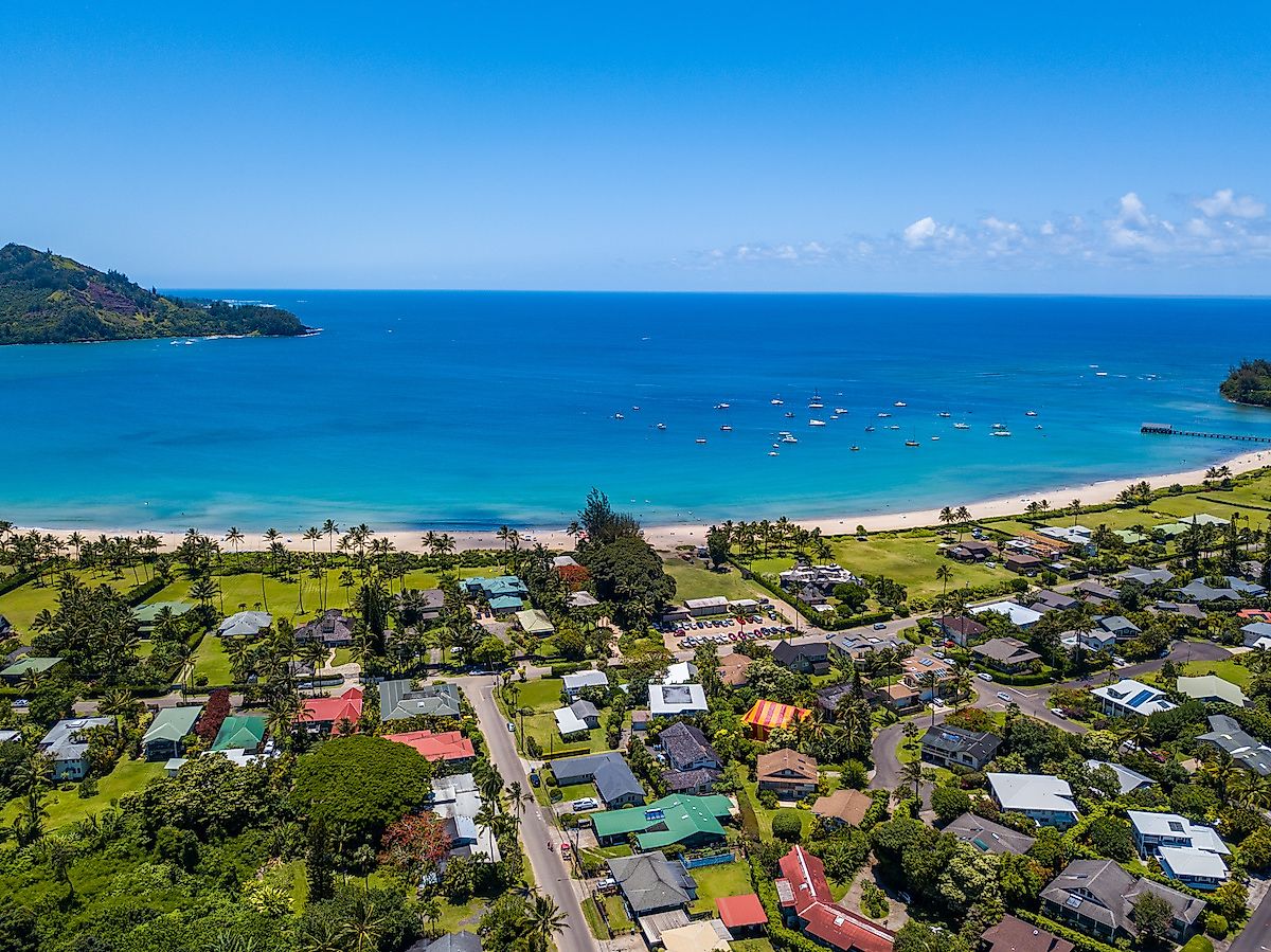 The beautiful beach town of Hanalei, Hawaii.