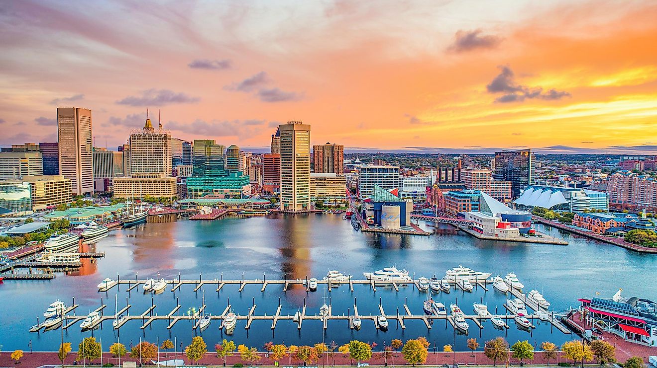 Aerial view of Baltimore, Maryland.