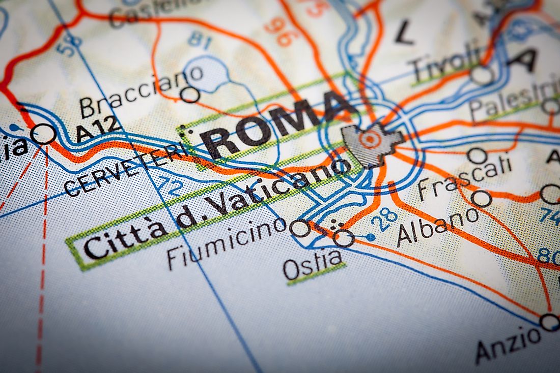 Vatican City on a map. 