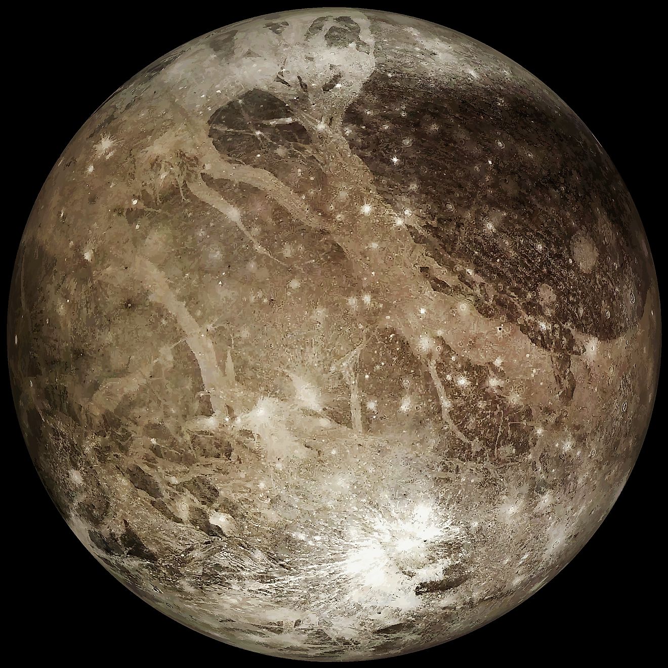 Ganymede. Jupiter's moon Ganymede on a black background. Image credit: Photobond / Shutterstock.com