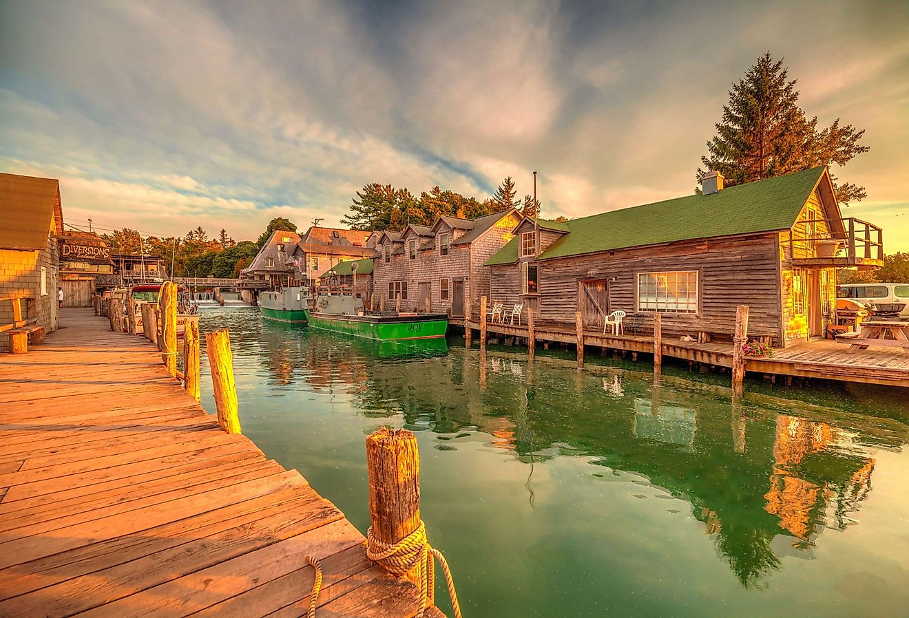 Sunset On Fishtown Leland, Michigan.