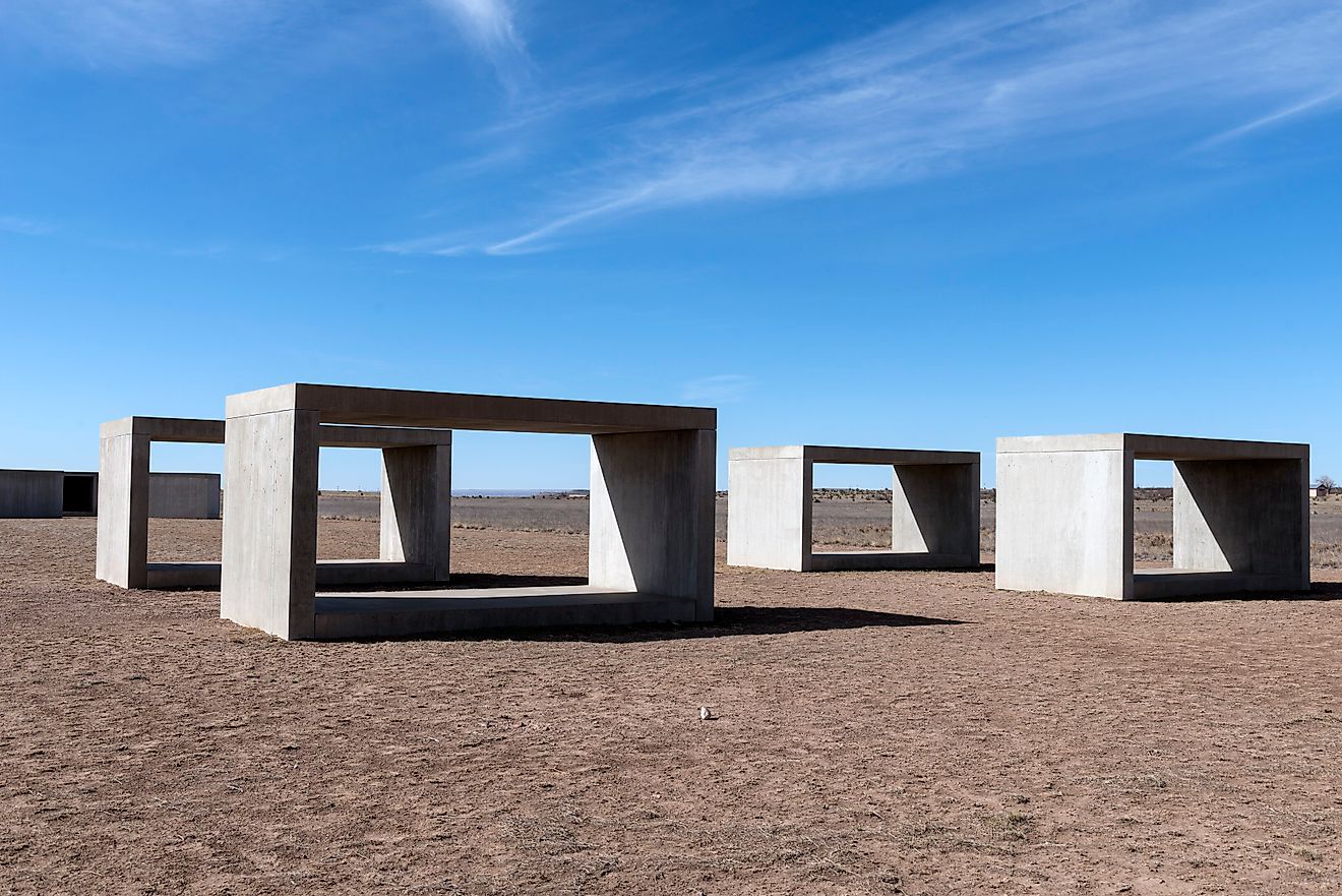 "Judd's Cubes" by artist Donald Judd in Marfa, Texas.