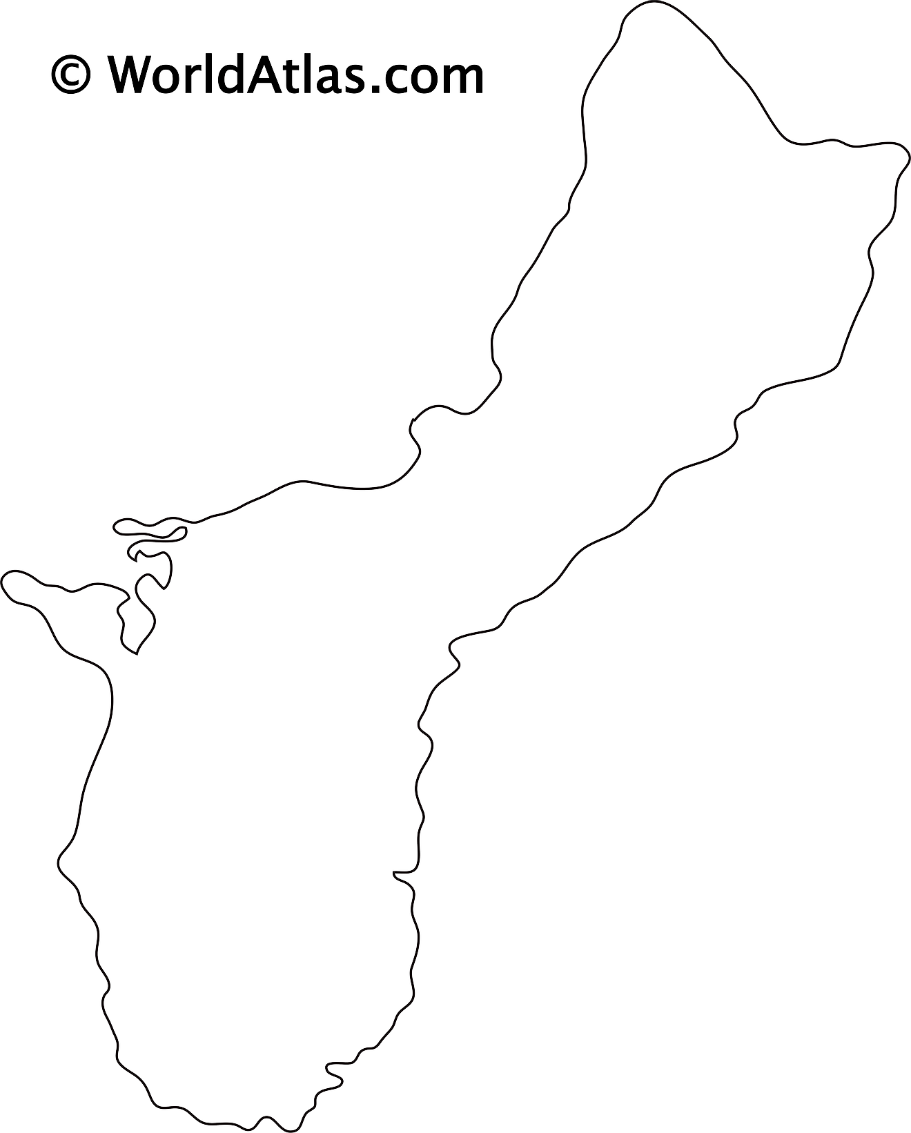 Mapa de contorno en blanco de Guam