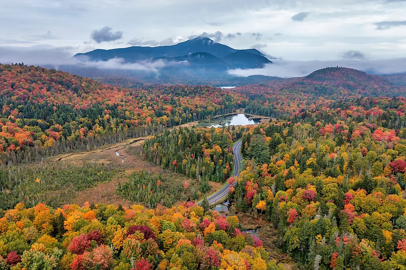 Fall colors in Adirondack Park, New York.