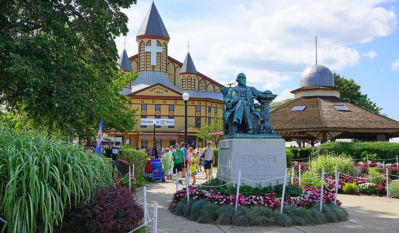 View of the historic Victorian 1894 Methodist Auditorium in Ocean Grove. Editorial credit: EQRoy / Shutterstock.com