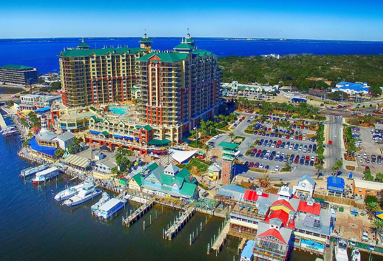 Destin, Florida. Aerial view of beautiful city skyline.