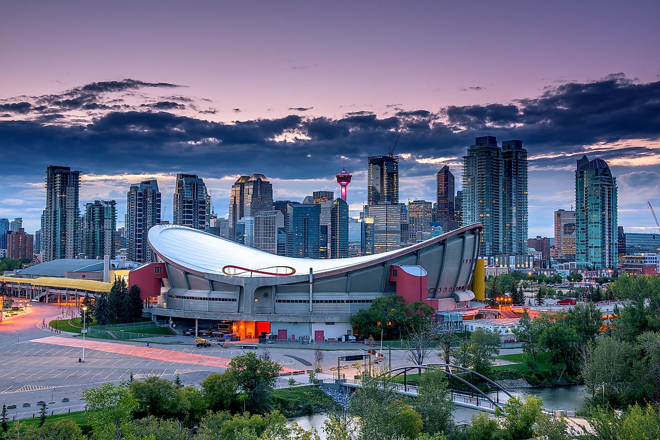 Calgary city skyline at night.