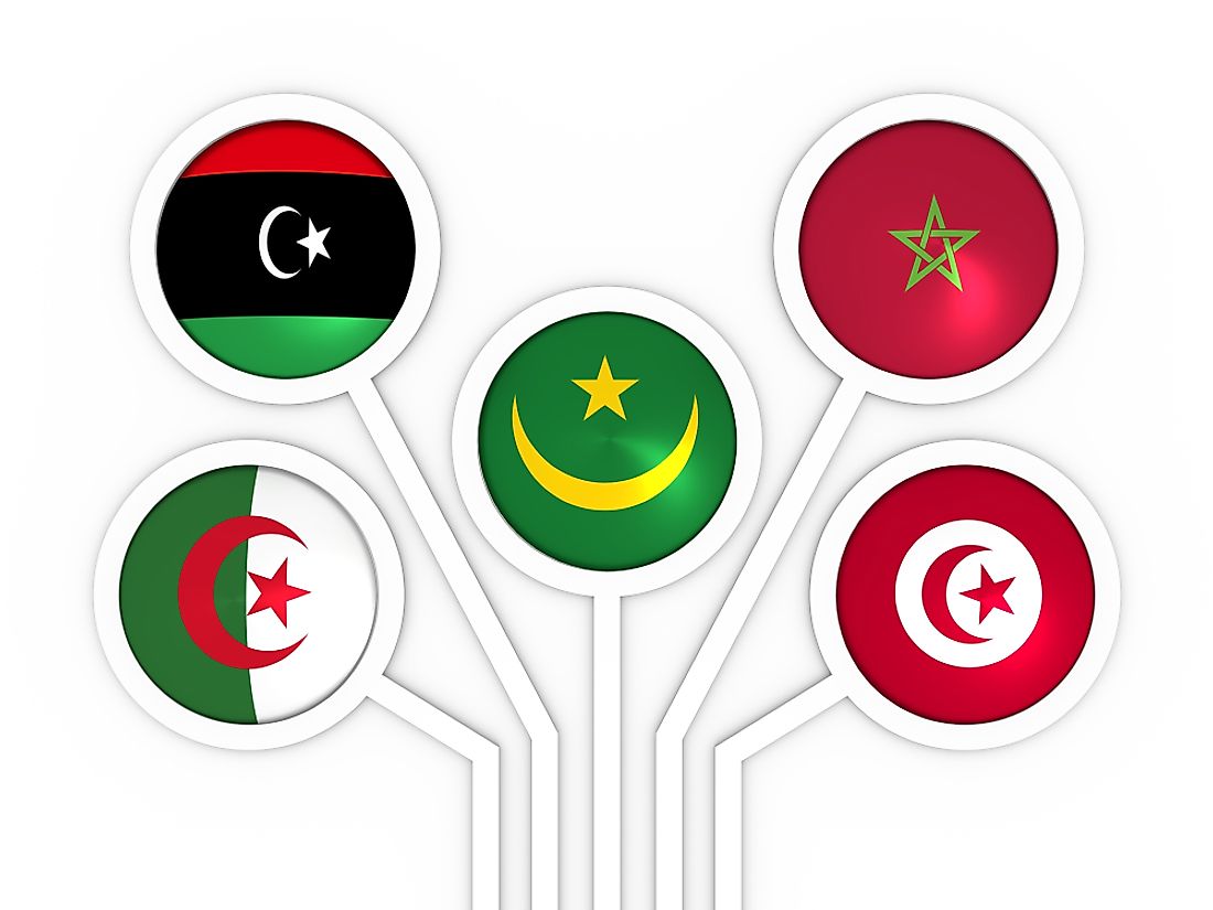Countries involved in the Arab Maghreb Union. 