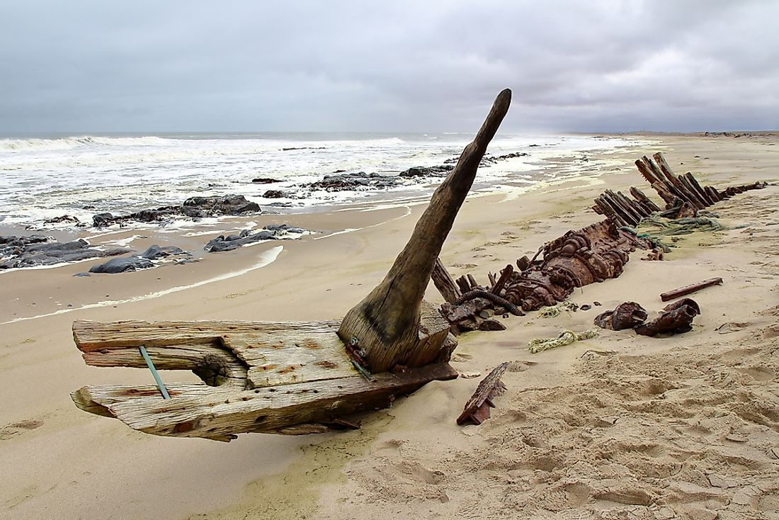 Shipwrecks on the Skeleton Coast, Namibia. 