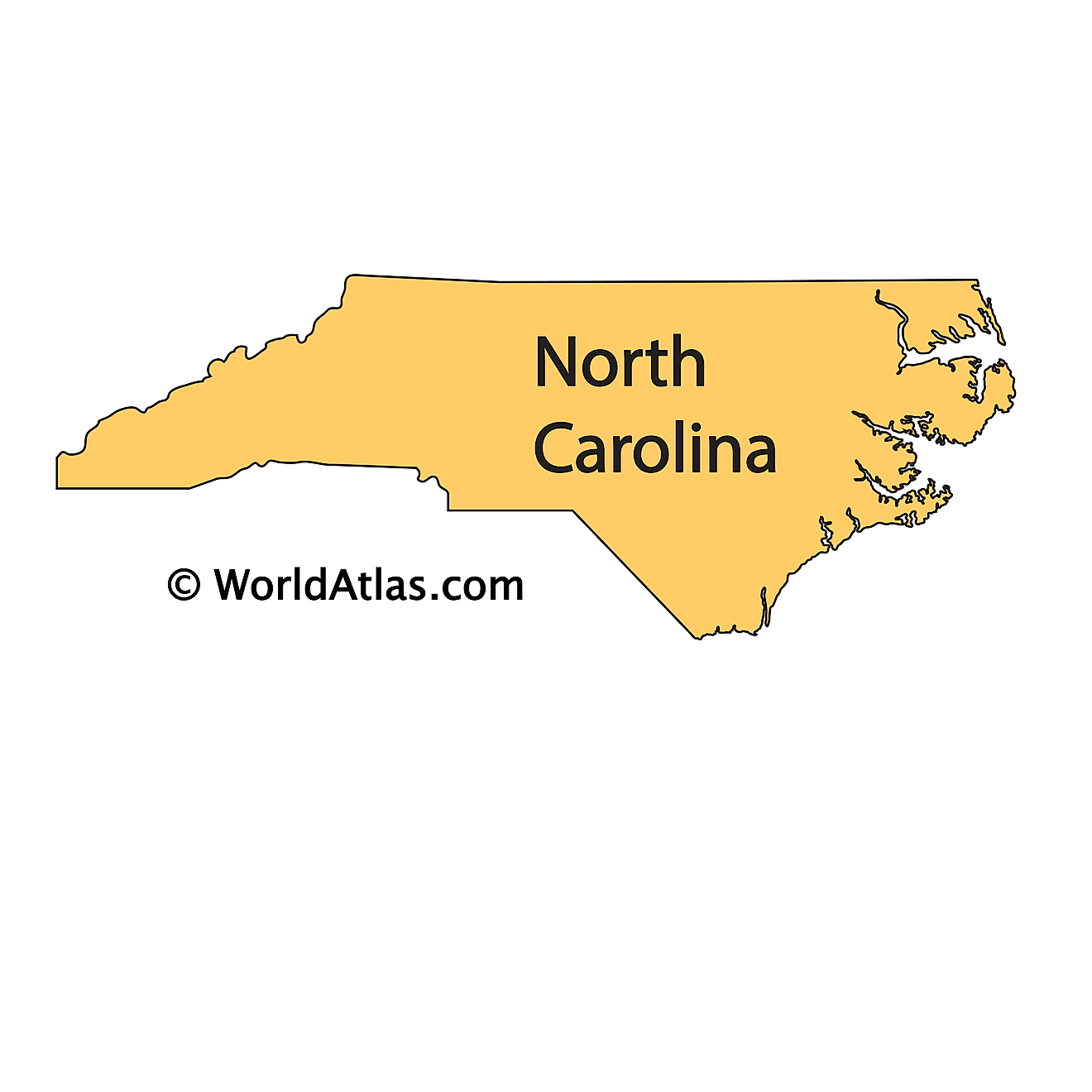Mapa de contorno de Carolina del Norte