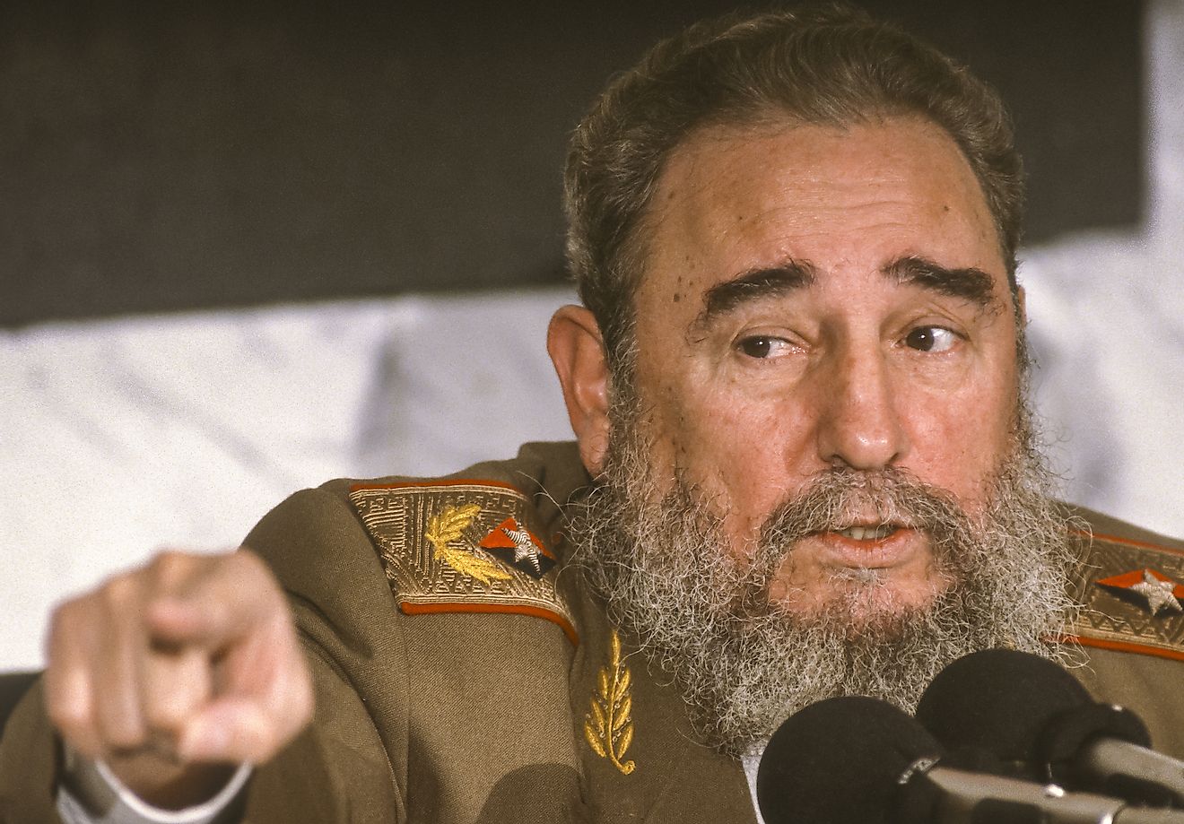 Cuba, February, 1989: Fidel Castro, President of Cuba, during news conference. Image credit: Rob Crandall/Shutterstock.com
