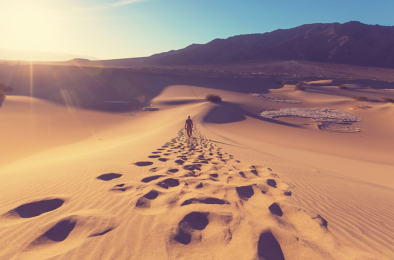 Hiker in sand desert. Image credit: Galyna Andrushko/Shutterstock.com
