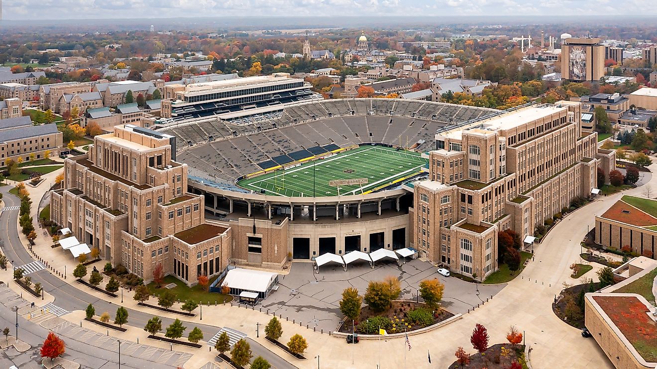 Notre Dame Stadium in South Bend, Indiana, featured in the film Rudy.