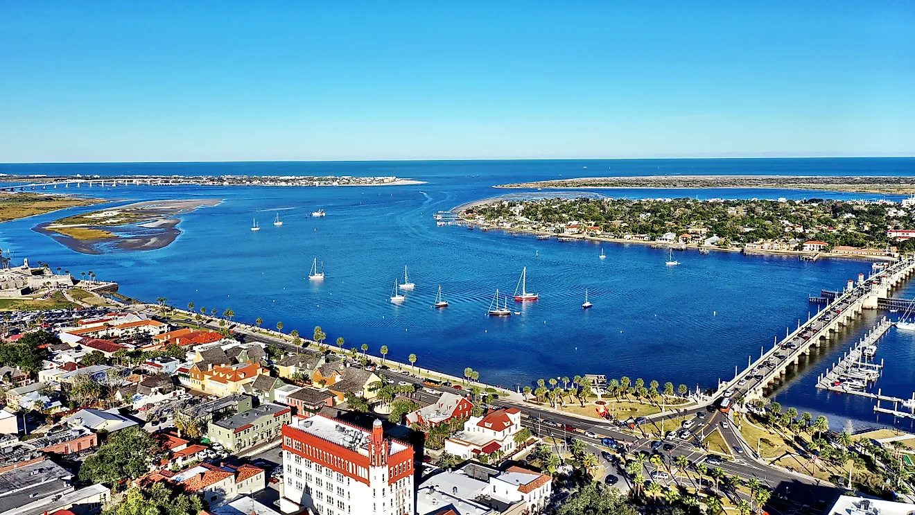 Airel view of St Augustine, Florida.