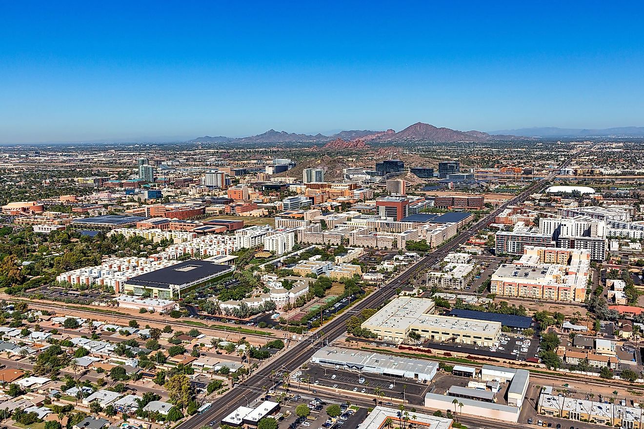 Tempe, Arizona, skyline viewed from the southeast to the northwest. 